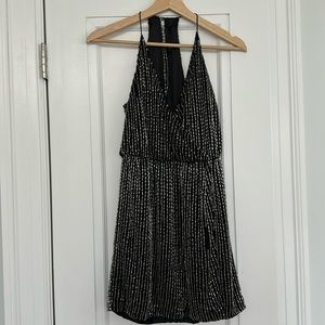 Parker Beaded Black & Silver Dress Size 2